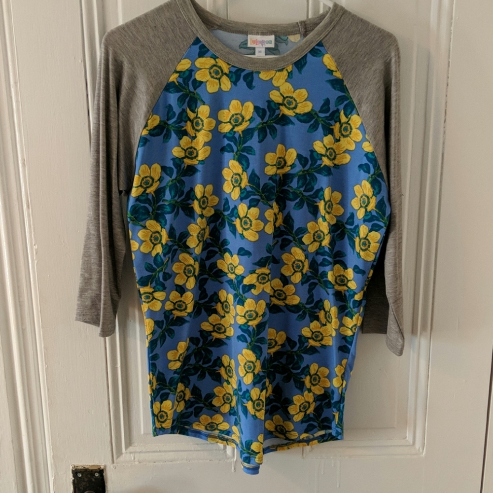 Lularoe floral baseball 3/4 sleeve tee